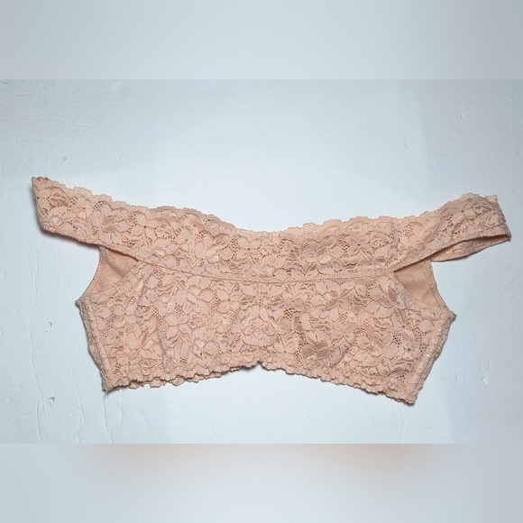 Intimately Free People Peach/Beige Off Shoulder Sleeve Lace Feminine Bandeau L - Picture 2 of 7